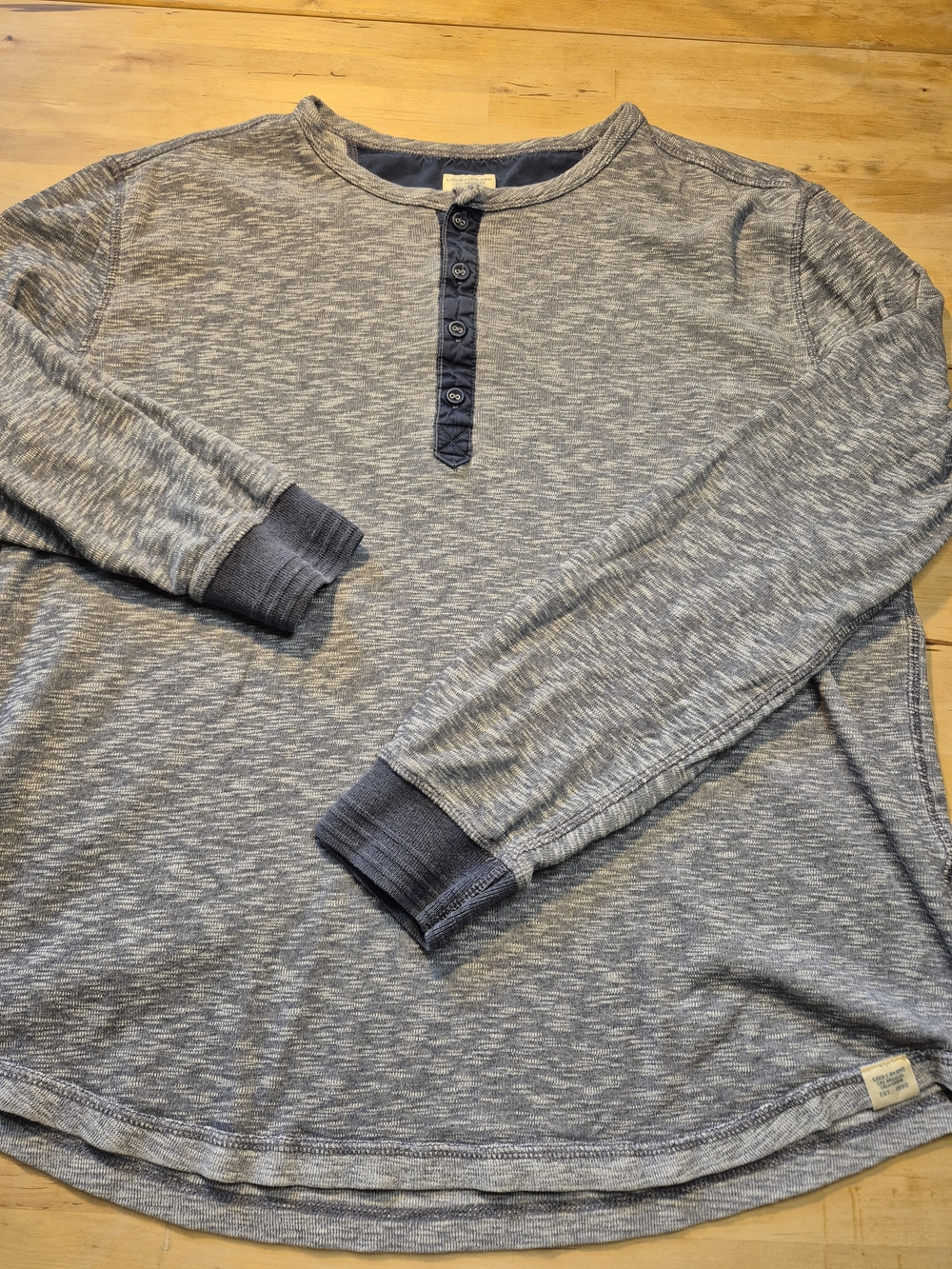 Men's Heathered Blue Long-Sleeve Henley Shirt